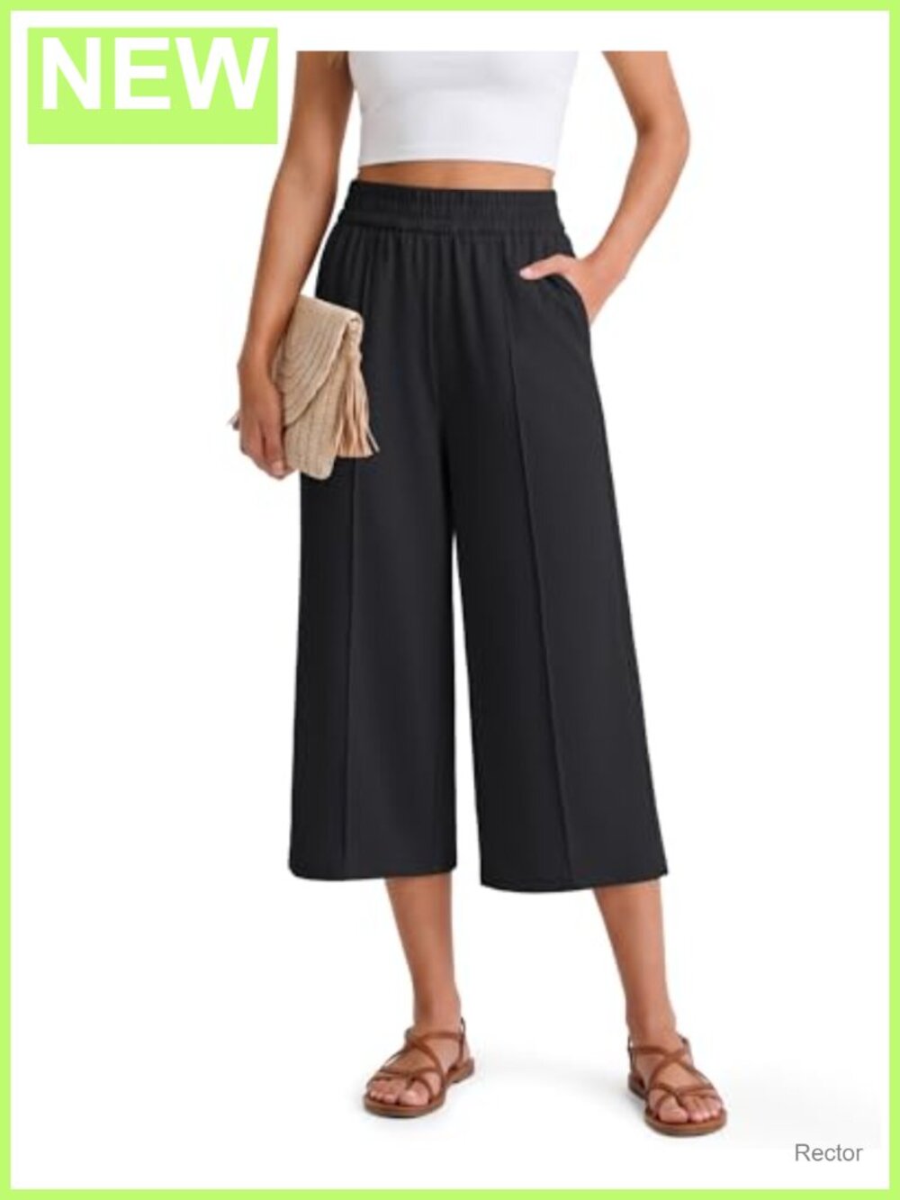 Women Wide Leg Capris Lightweight Flowy Athletic Yoga Pants High Rise